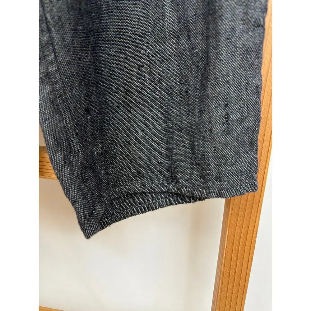 Flax Black Gray Elastic Waist Front Pockets Linen Lagenlook Pants Lithuania 3X - Picture 3 of 7